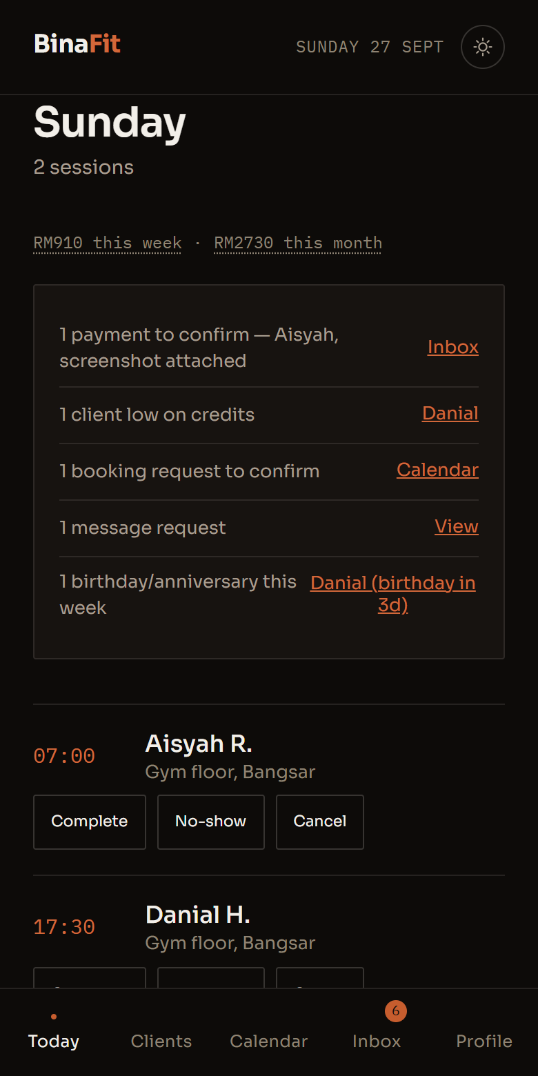 Today in the app, with 3 parts marked
