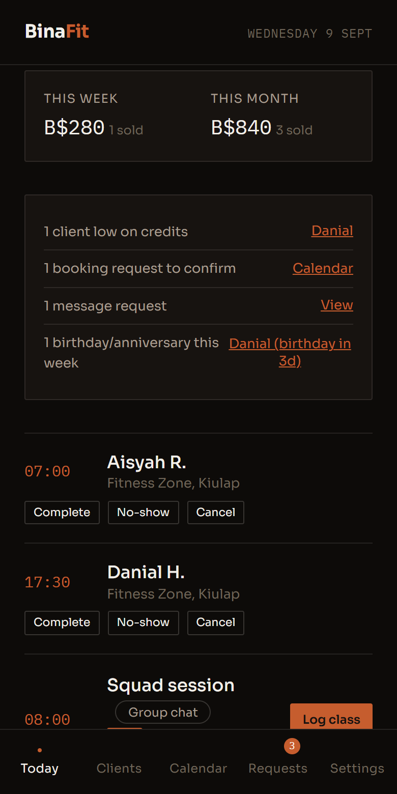 Today in the app, with 3 parts marked